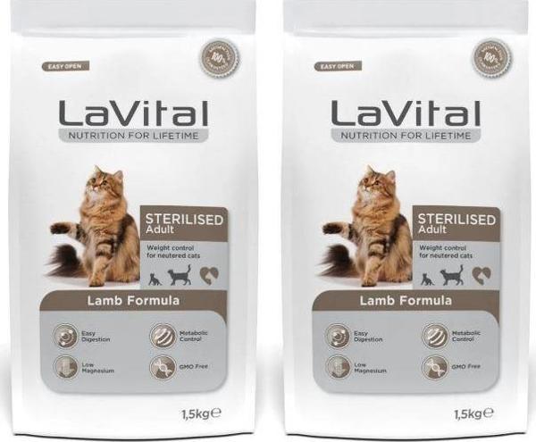 Lavital Sterilised Kuzulu Kısırlaştırılmış Kuru Kedi Mamasi 1.5 Kg X 2 Adet - Image 1