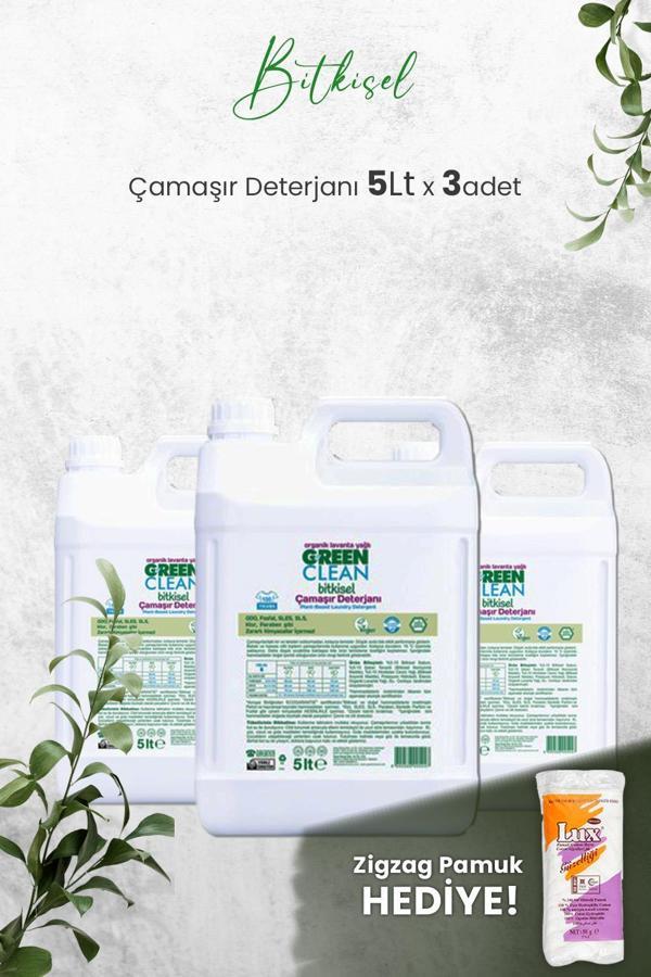 Green Clean Organik Çamaşır Deterjanı 5 Lt x 3 Adet ve Hediyeli - Image 1