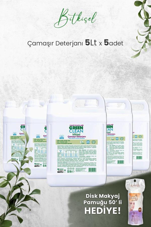 Green Clean Organik Çamaşır Deterjanı 5 Lt x 5 Adet ve Hediyeli - Image 1