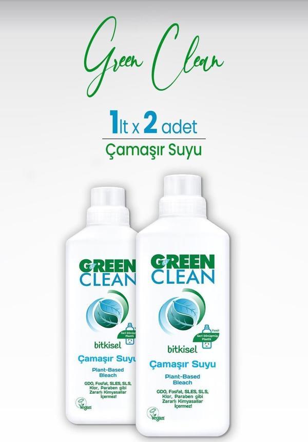 U Green Clean Bitkisel Çamaşır Suyu 1 L x 2 Adet - Image 1