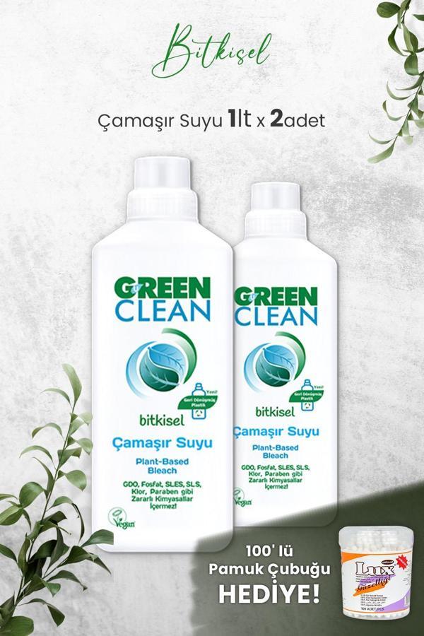 U Green Clean Bitkisel Çamaşır Suyu 1 L x 2 Adet ve Hediyeli - Image 1