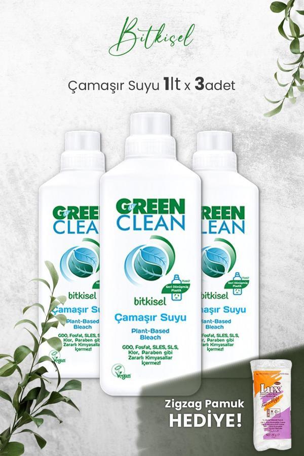 U Green Clean Bitkisel Çamaşır Suyu 1 L x 3 Adet ve Hediyeli - Image 1