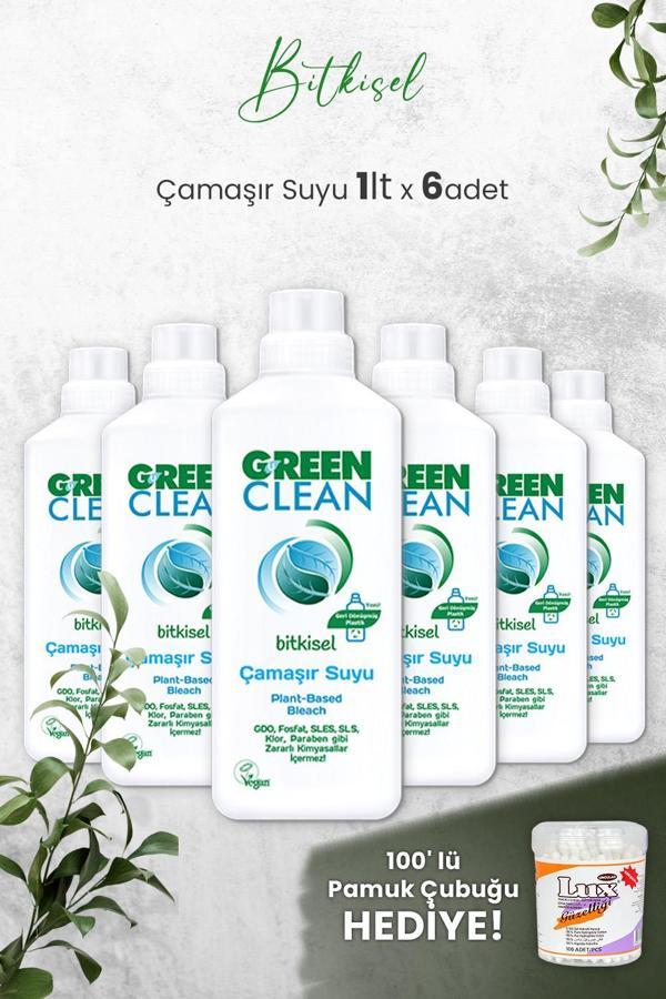 U Green Clean Bitkisel Çamaşır Suyu 1 L x 6 Adet ve Hediyeli - Image 1
