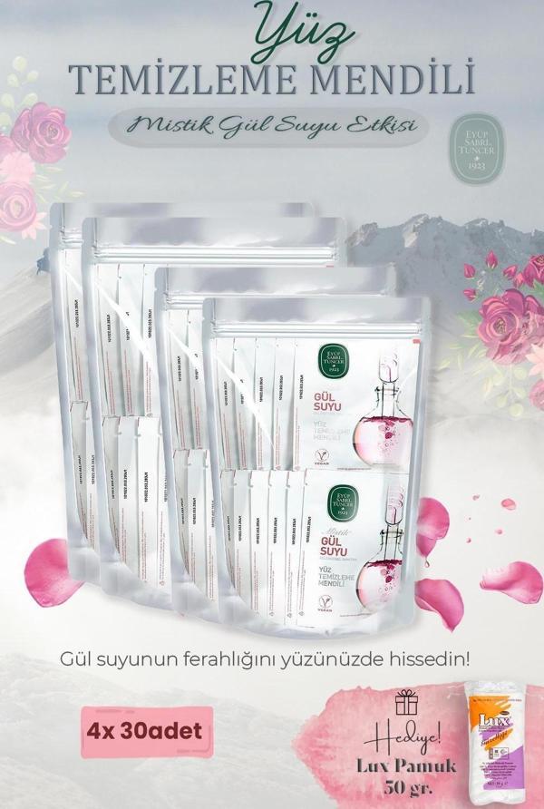 Mistik Gül Suyu 120'li Yüz Temizleme Mendili ve Pamuk Hediyeli - Image 1
