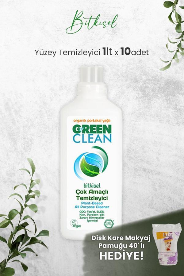 U Green Clean Çok Amaçlı Yüzey Temizleyici Portakallı 1 Litre x 10 Adet ve Hediyeli - Image 1