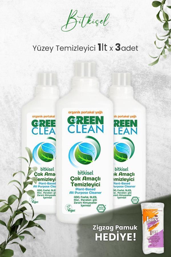 U Green Clean Çok Amaçlı Yüzey Temizleyici Portakallı 1 Litre x 3 Adet ve Hediyeli - Image 1