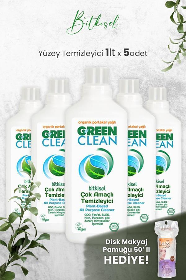 U Green Clean Çok Amaçlı Yüzey Temizleyici Portakallı 1 Litre x 5 Adet ve Hediyeli - Image 1