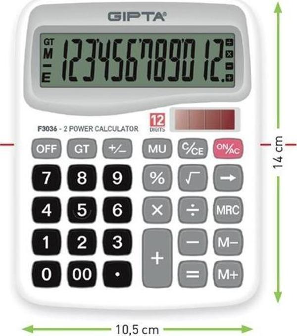 Gıpta Hesap Makinesi Masa Üstü 12 Hane F3036 - Image 1