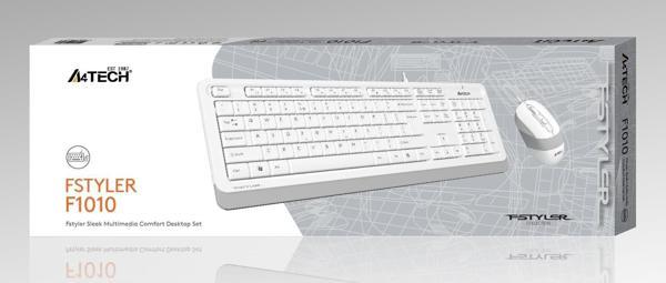 A4Tech F1010 Q Usb Beyaz Fn- mm Klv+Optik Mouse Set - Image 1
