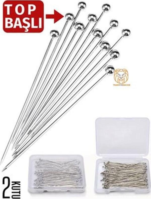 Modacar Top Başlı İğne 2 Kutu 100 Adet Başörtü İğnesi Toplu İğne - Image 1