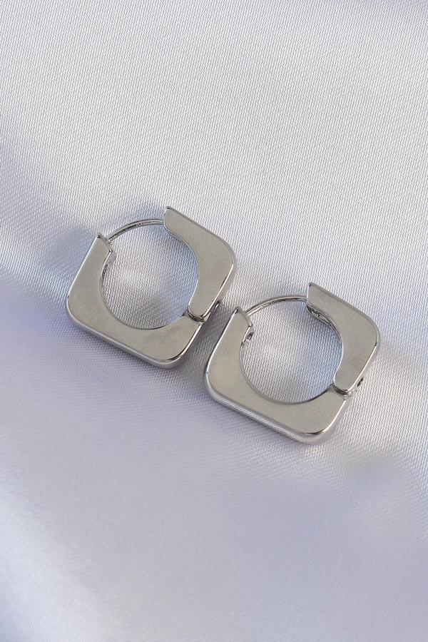 Pirinç Gümüş Renk Kare Küpe - TJ-BKP8987 - Image 1