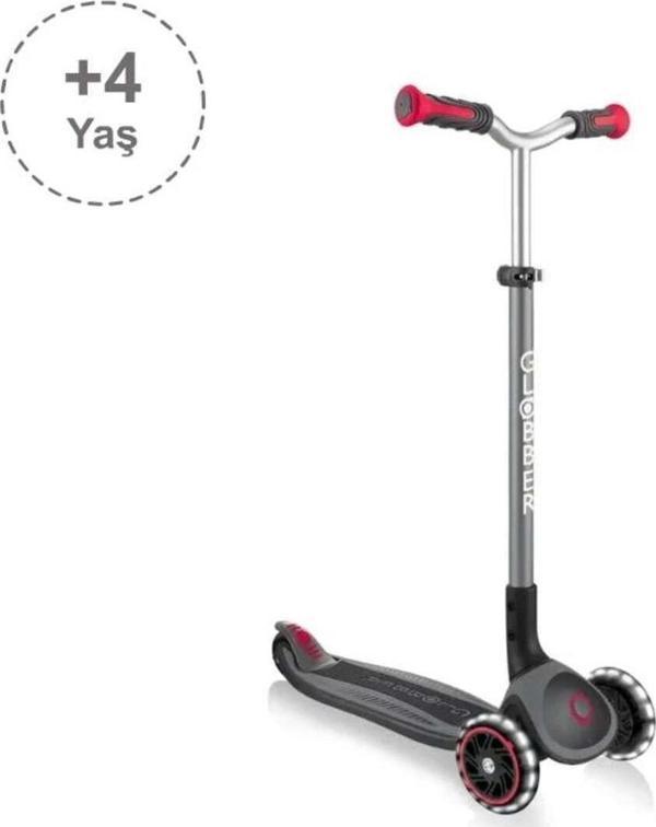 Globber Master Işıklı Katlanabilir Scooter - Siyah / Kırmızı - Image 1