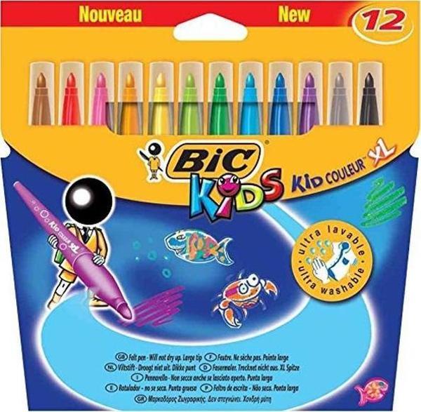 Bic Keçeli Boya Kalemi Kıd Couleur XL 12 Renk 828966 - Image 1