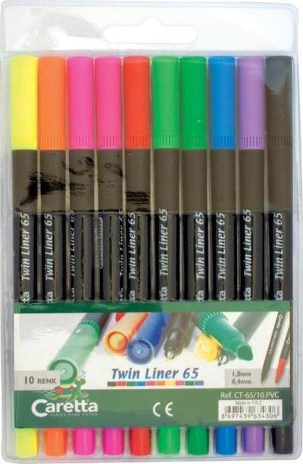 Caretta CT-65 Twinliner Çift Uçlu 10 Renk Keçeli Kalem 0.4mm-1.0mm - Image 1