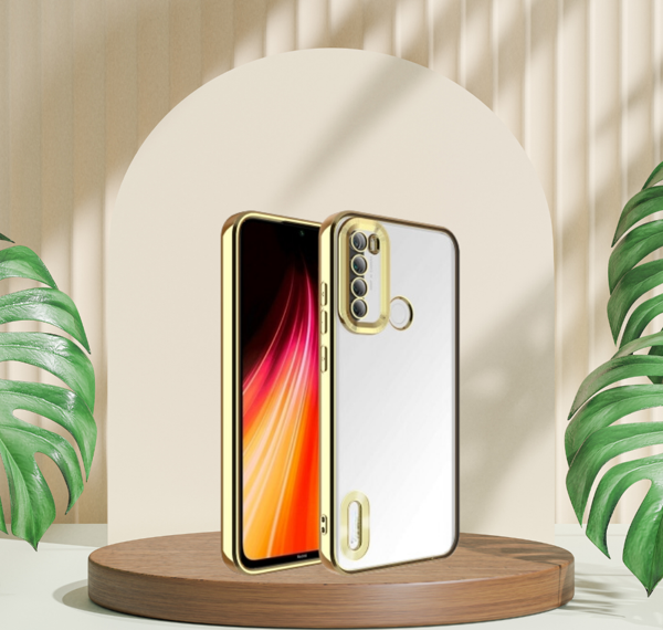 XİAOMİ REDMİ NOTE 8 YANLARI RENKLİ LENS KORUMALI LOGO GÖSTEREN MEGA KILIF GOLD - Image 1