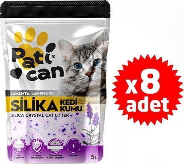 PATİCAN 8 ADET LAVANTA SİLİKA KRİSTAL KEDİ KUM 5LT - Image 1