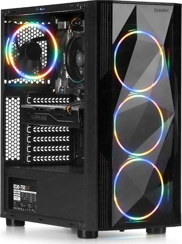 Dark Diamond PRO 4x12cm Fan, 1x USB3.0, 2x USB2.0 Full Akrilik Oyuncu Kasası (Psu yok) - Image 1