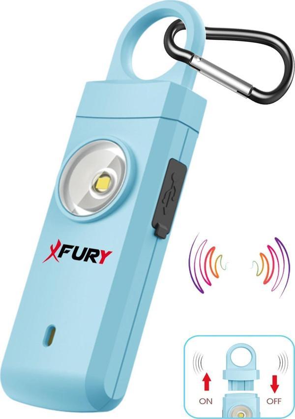 Fury Kişisel Güvenlik Alarmı Ve Anahtarlık - 130db Yüksek Sesli, Işıklı, Şarj Edilebilir, MAVİ - Image 1