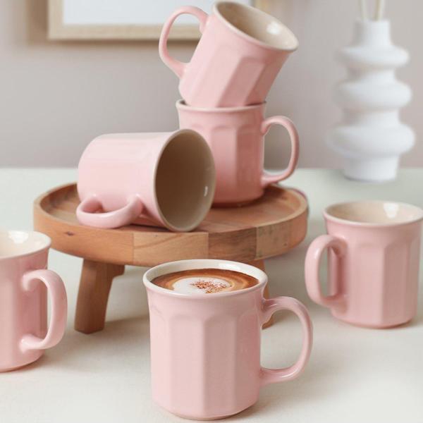 Keramika Açık Pembe/Krem Herakles Kupa 9 Cm 6 Adet 550/030 - Image 1