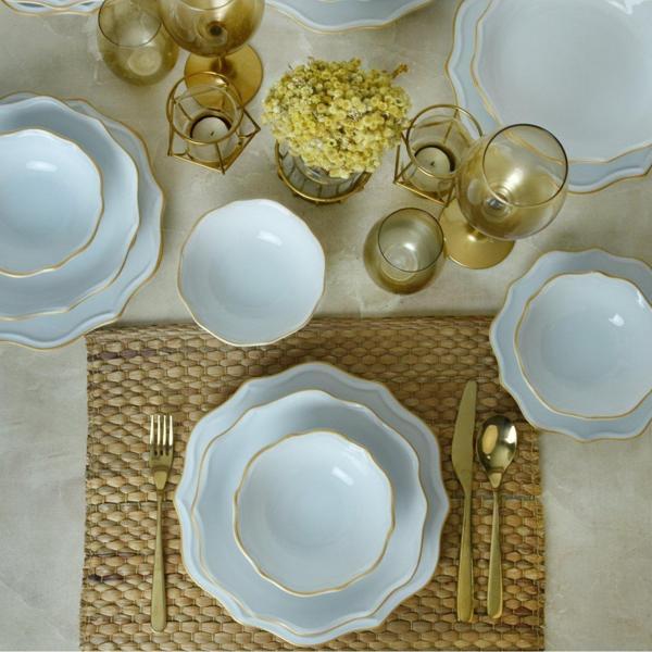 Beyaz Gold Fileli Romeo Yemek Takımı 24 Parça 6 Kişilik - Image 1