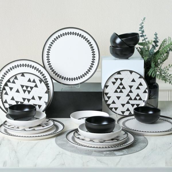 Keraart Black Pattern Nordic Yemek Takımı 24 Parça 6 Kişilik 21478-79-80 - Image 1