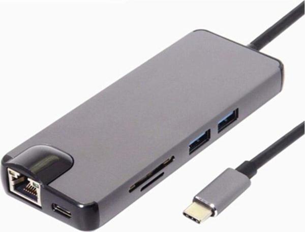 Daytona Fc09 Type-c To Hdmı Rj45 Type-c Sd Kart Usb 3.0 X 2 Vga Macbook Uyumlu 8In1 Çevirici Adaptör - Image 1