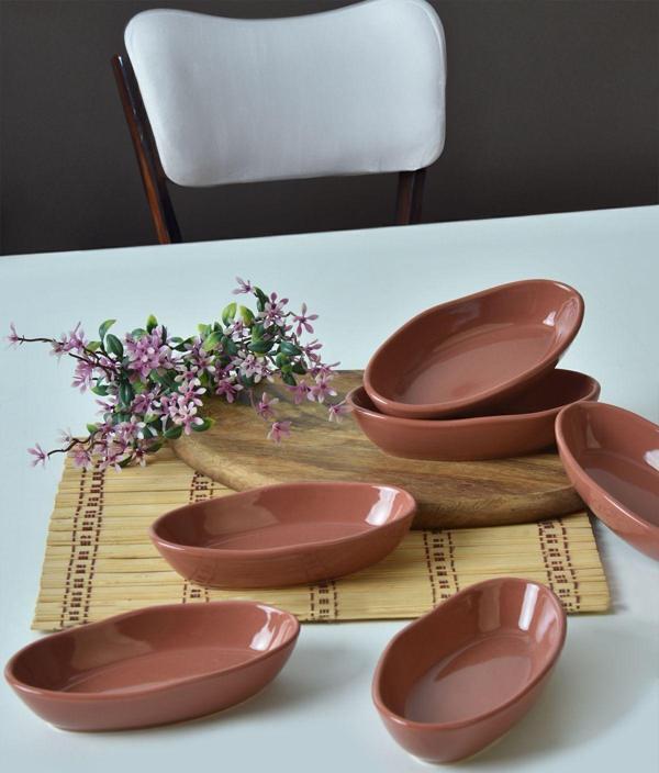 Keramika Kızıl Kahve Deniz Çerezlik 14 Cm 6 Adet 607 - Image 1