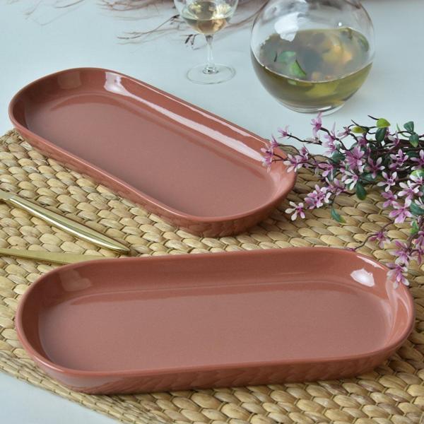 Keramika Kızıl Kahve Noyan Kayık Tabak 26 Cm 2 Adet 607 - Image 1