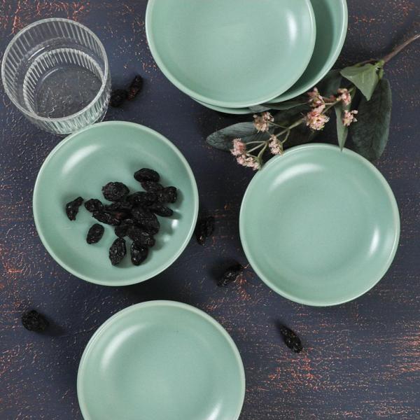 Keramika Mat Açık Yeşil Halka Çerezlik/Sosluk 13 Cm 6 Adet - Image 1