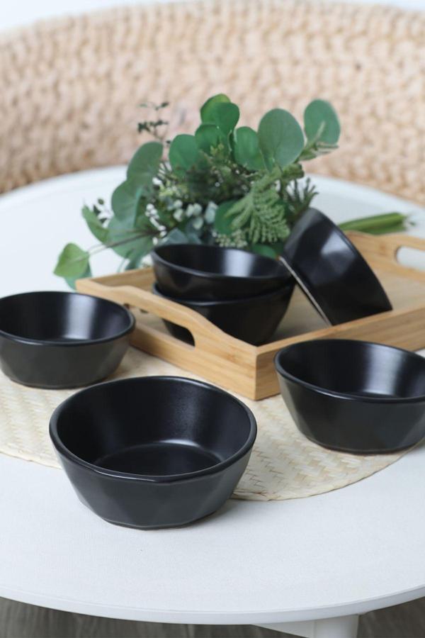 Keramika Mat Siyah Kristal Çerezlik / Sosluk 12 Cm 6 Adet 956 - Image 1