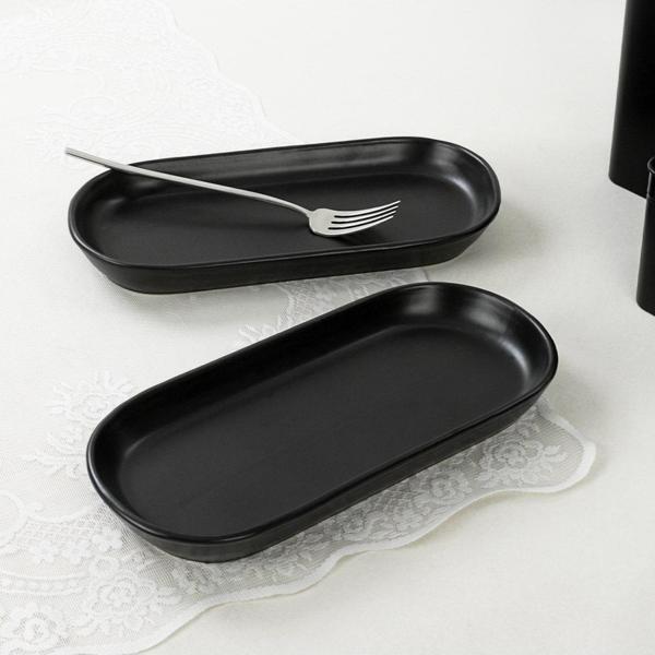 Keramika Mat Siyah Noyan Kayık Tabak 2 Adet 28 Cm - Image 1