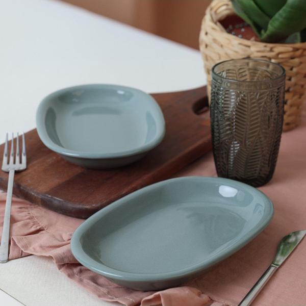Keramika Yeşil Hitit Kayık Tabak 22 Cm 2 Adet 326 - Image 1