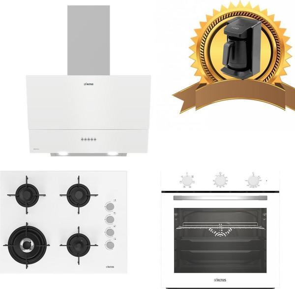 Altus Beyaz Cam Ankastre Set 535 W - 189 Dw Ocak Woklu-321 W Fırın Turbo - Image 1