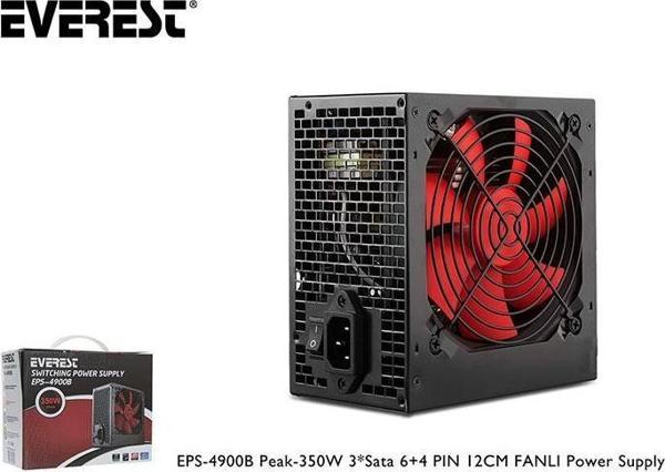 Everest EPS-4900B Peak 350w 3-Sata 6+4PİN 12cm Güç Kaynağı Fanlı Power Supply - Image 1