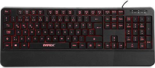 Everest KB-R61 BRIGHT Siyah USB 3 Renk Aydınlatmalı Q Sabit Bilek Destekli Multimedia Klavye - Image 1