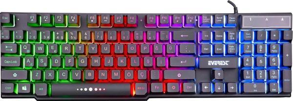 Everest Kb-X88 Blast Siyah Usb Gökkuşağı Aydınlatmalı Q Oyuncu Klavyesi - Image 1