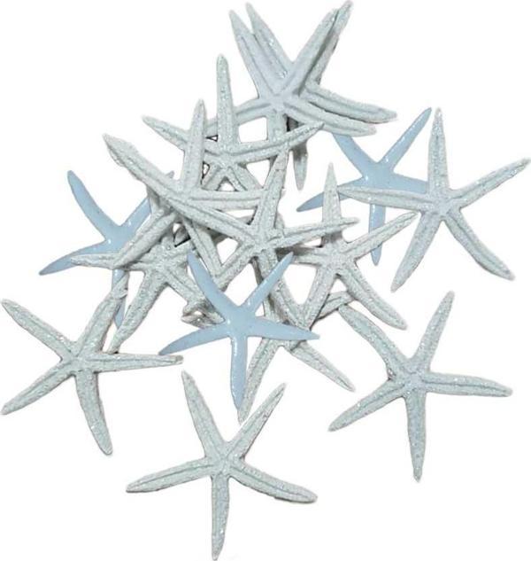 Polyester Deniz Yıldızı Simli  Beyaz  6 CM  (12 Adet) - Image 1