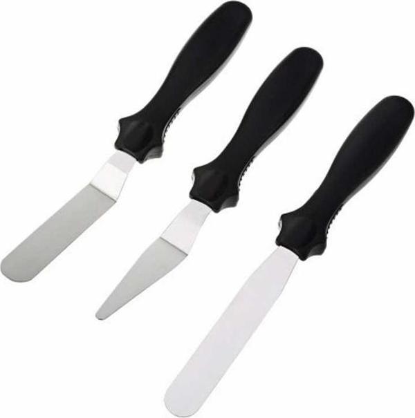 Paslanmaz Çelik Pasta Kek Spatulası Kazıyıcı 3 Lü Set B079 - Image 1