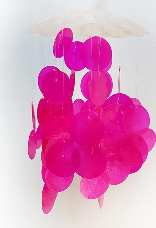 Sedef Rüzgar Çanı Tekli 8 İnç Pembe Ve Naturel - Image 1