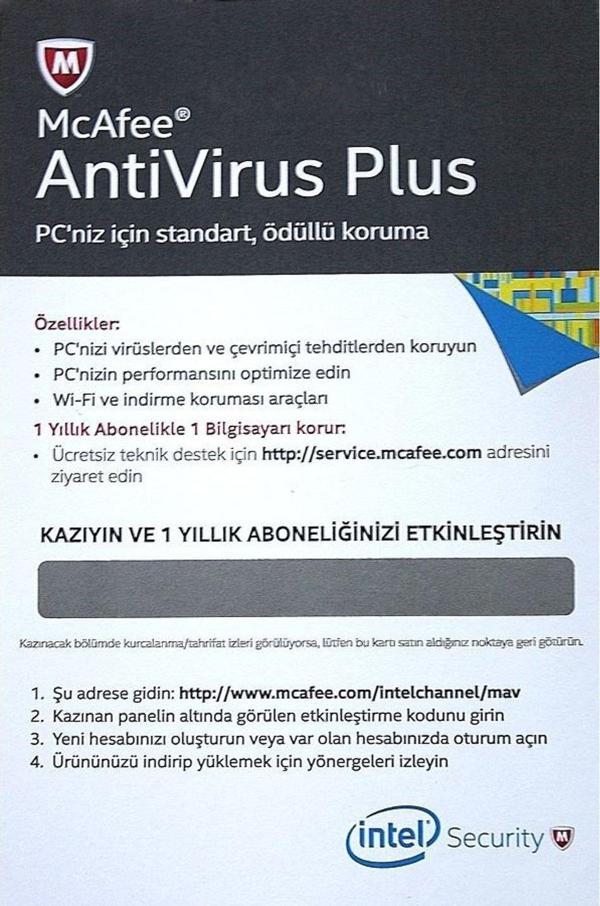 INTEL McAfee Anti-Virus Plus, PC için ödüllü AntiVirus Yazılımı (1 yıllık) - Image 1