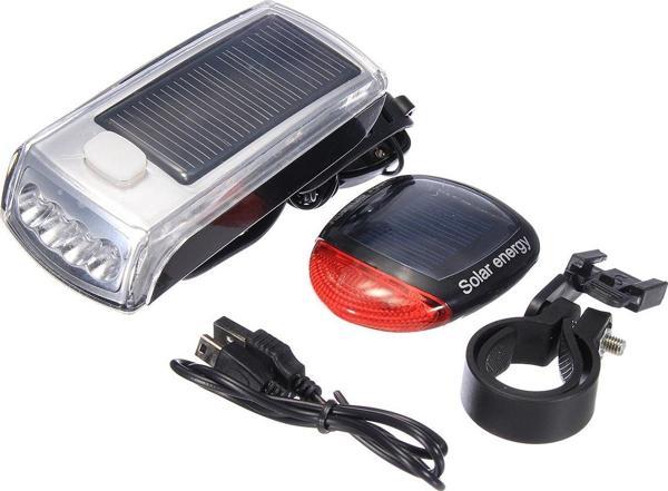 Solar 1200 Lümens Şarjlı Ön Arka Far Bisiklet Feneri Seti - Image 1