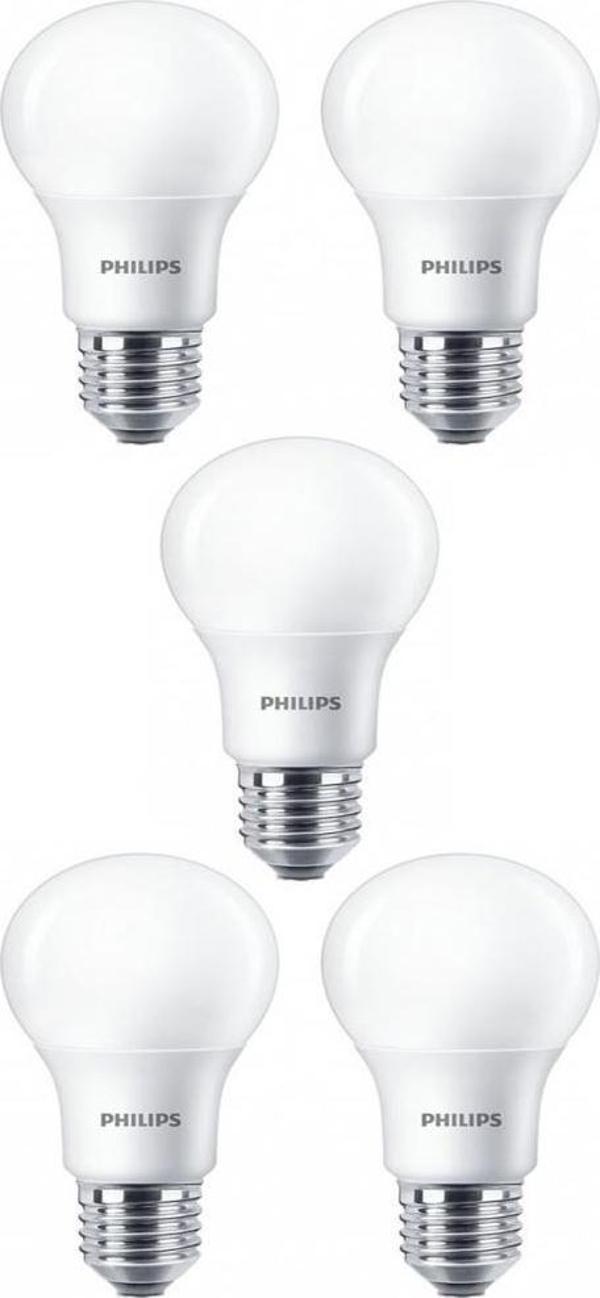 Philips 8W (60W) Led Ampul Beyaz 6500K E27 (5 Adet) Tasarruflu Lamba - Image 1