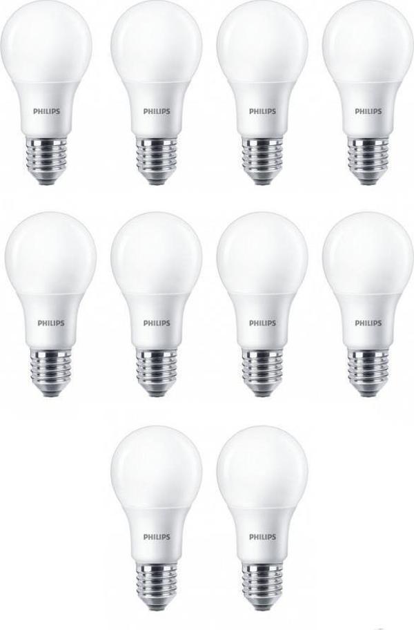 Philips 8W (60W) Led Ampul Sarı 2700K (10 Adet) Tasarruflu Lamba - Image 1