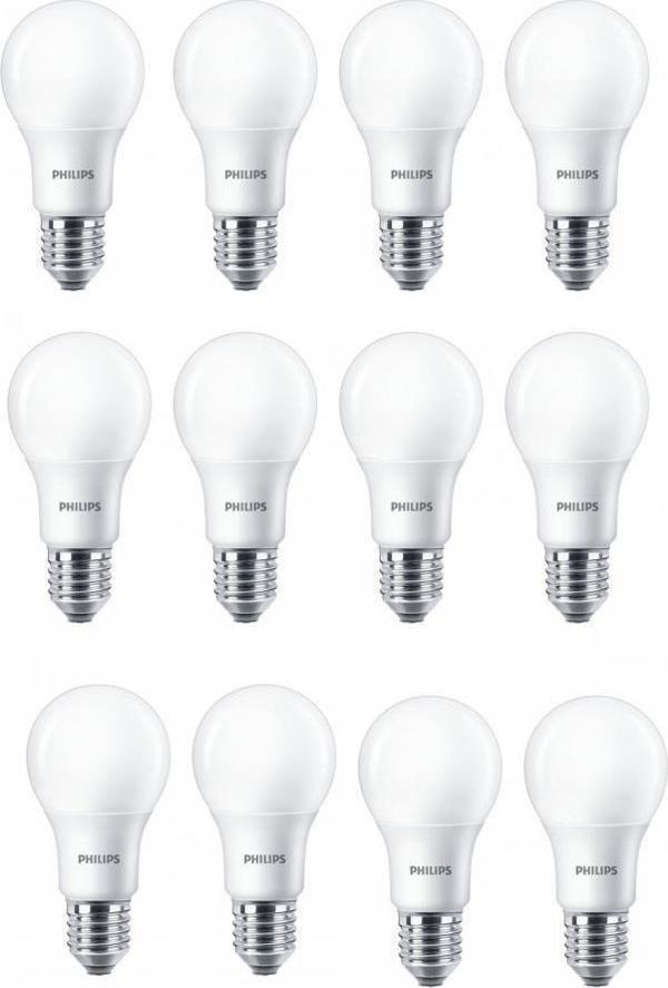 Philips 8W (60W) Led Ampul Sarı 2700K (12 Adet) Tasarruflu Lamba - Image 1