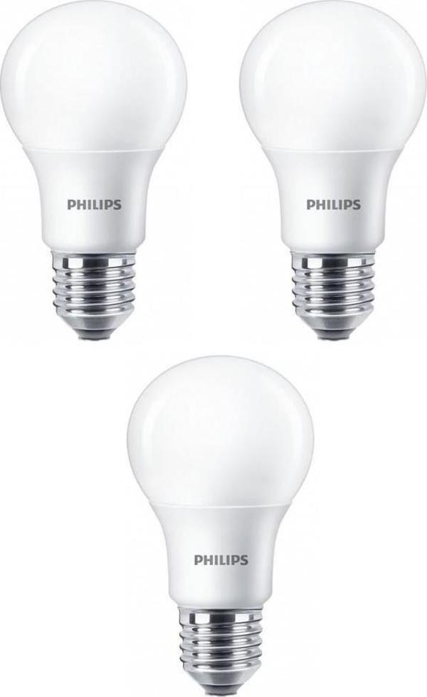 Philips 8W (60W) Led Ampul Sarı 2700K (3 Adet) Tasarruflu Lamba - Image 1