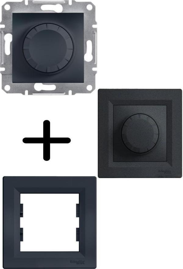 Schneider Asfora Antrasit 600VA RL Tip Vavien Dimmer Anahtar - Çerçeveli - Image 1