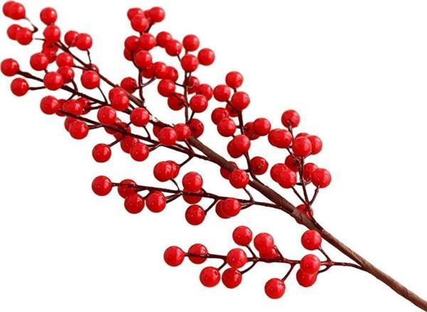 Yapay Çiçek Kokina Uzun Dal 63Cm Yılbaşı Çiçeği Red Berry - Image 1
