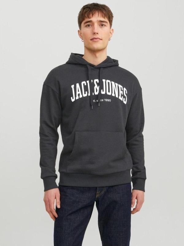 Jack&Jones Hood Josh Erkek Siyah Kapüşonlu Sweatshirt - Image 1