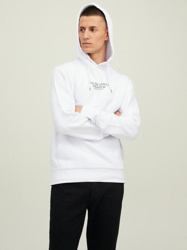 Jack&Jones Bluarchie Sweat Hood Noos Erkek Beyaz Sweatshirt 12216335-01 - Image 1