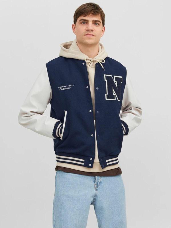 Jack&Jones Erkek Ceket Koyu Mavi 12241559 Jorcollege Wool Bomber Noos - Image 1